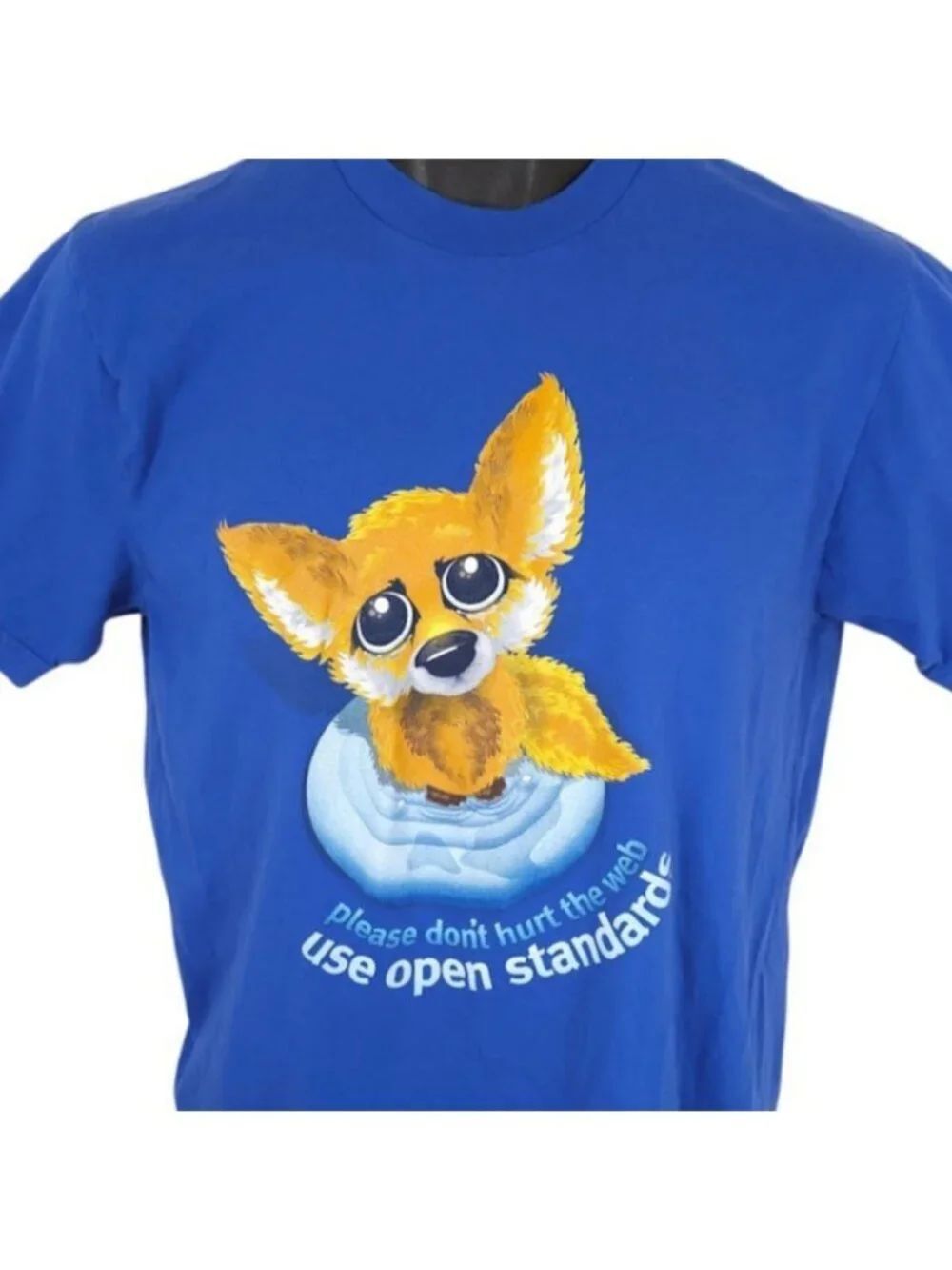 Mozilla Open Standards T Shirt Mens Size Medium Blue Web Developer Made In USA